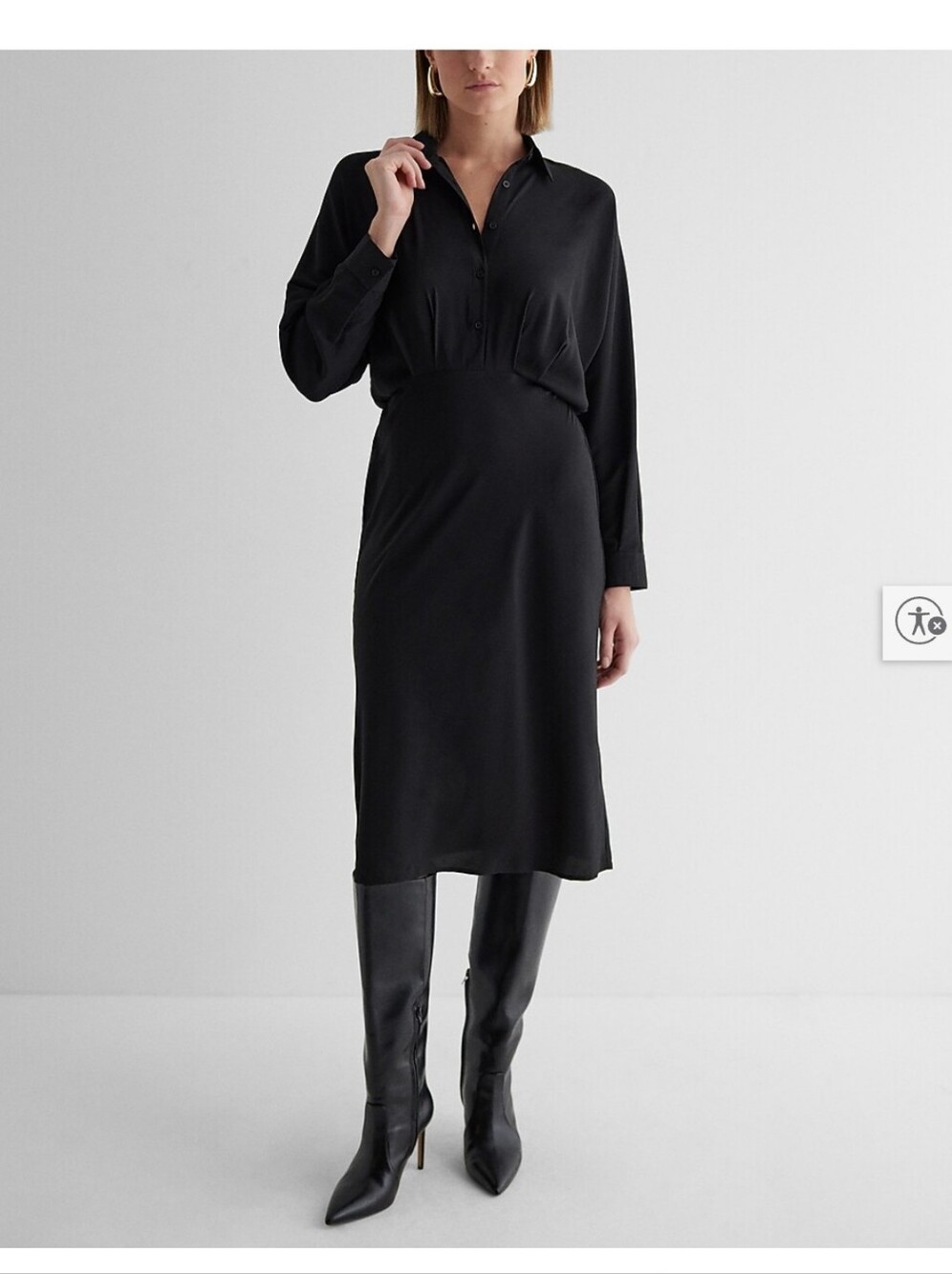 Express Black Long-Sleeve Midi Dress